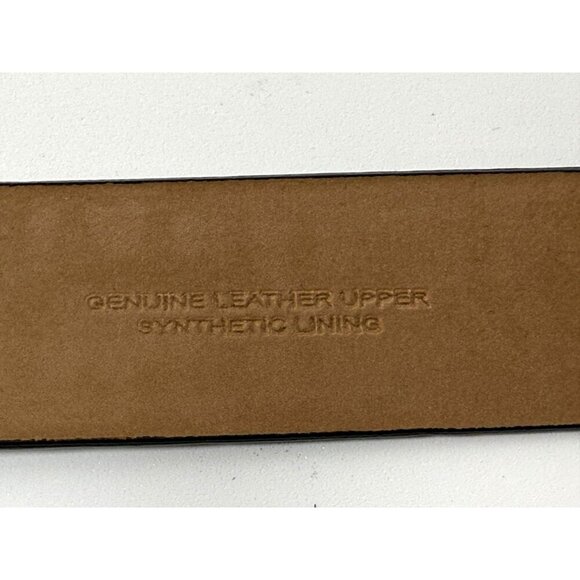 Talbots‎ Brown Leather Crocodile Embossed Belt Gold Rectangle Buckle Size Medium - Picture 6 of 16